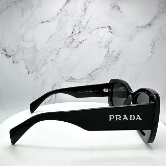 PRADA Sunglasses Black Oversized Square Acetate Letter Logo Italy Authentic - Picture 15 of 16